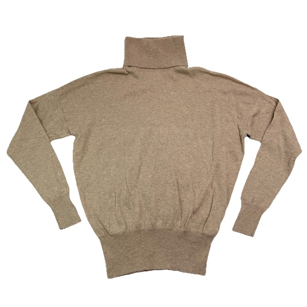 Madewell Wool/Cotton Sweater Turtleneck Womens Size XS Tan Brown Minimal Capsule